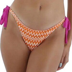 Cia Martima Orange & Pink Knit Side Tie Bikini Bottom